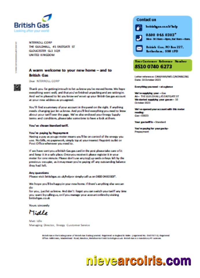 British Gas utility business bill